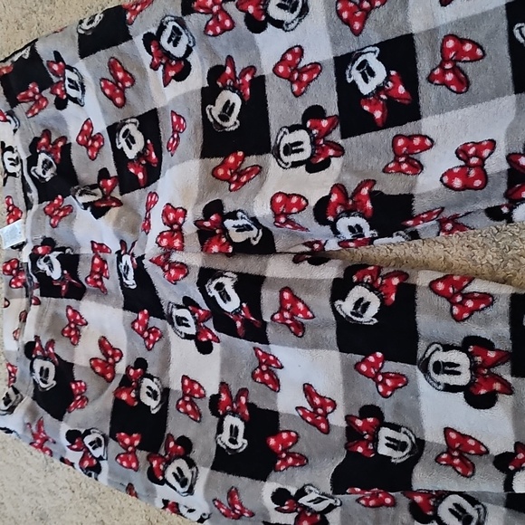 Disney Minnie Mouse Pajama Bottoms - Black, Red, White, and Gray Fleece - Picture 2 of 6